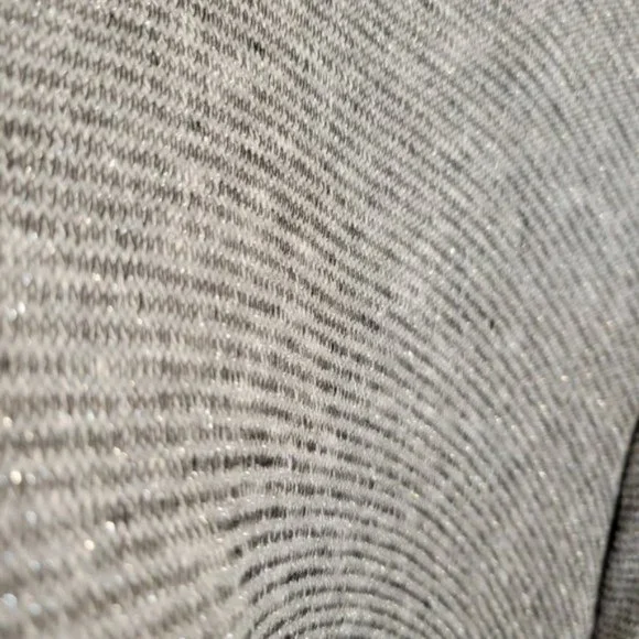 Francesca's Bird Cage Grey Metalic Striped Long Sleeve Knit Top - Picture 3 of 8